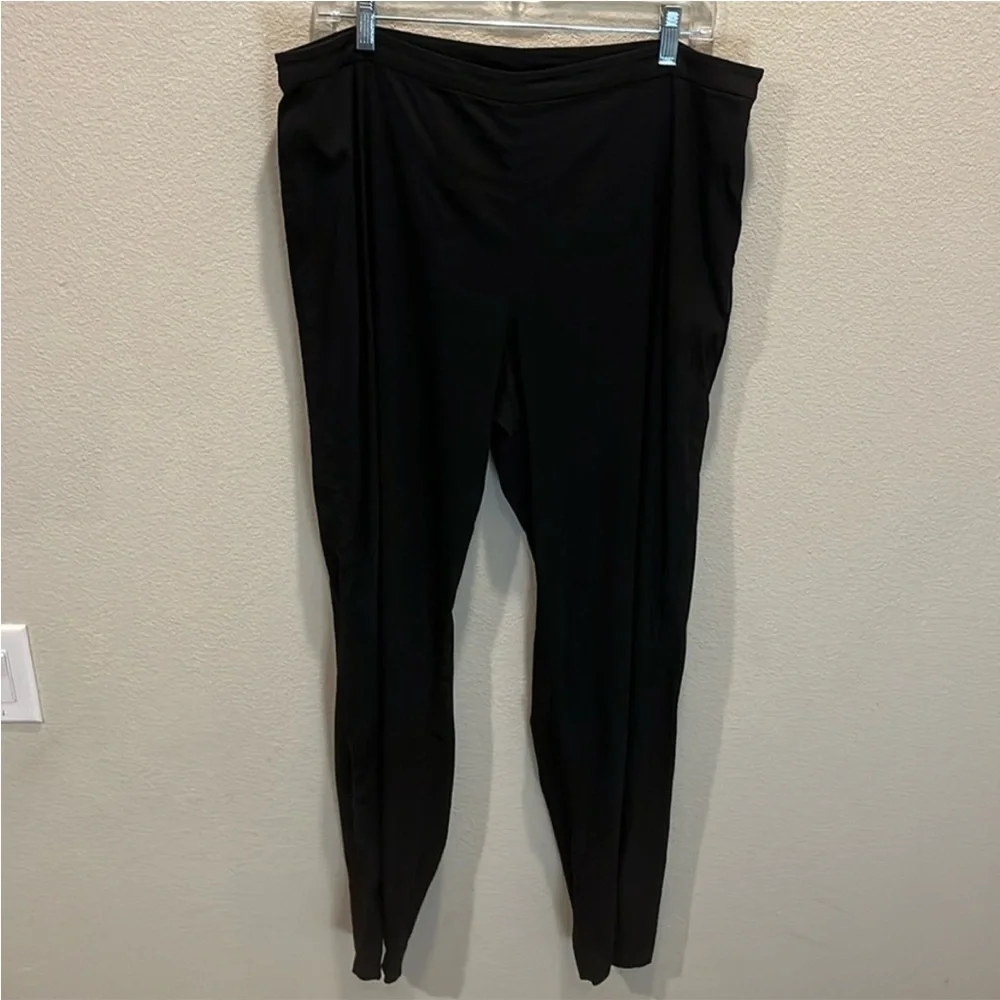 Eileen Fisher Linen Black Straight Leg Pants - Picture 2 of 11